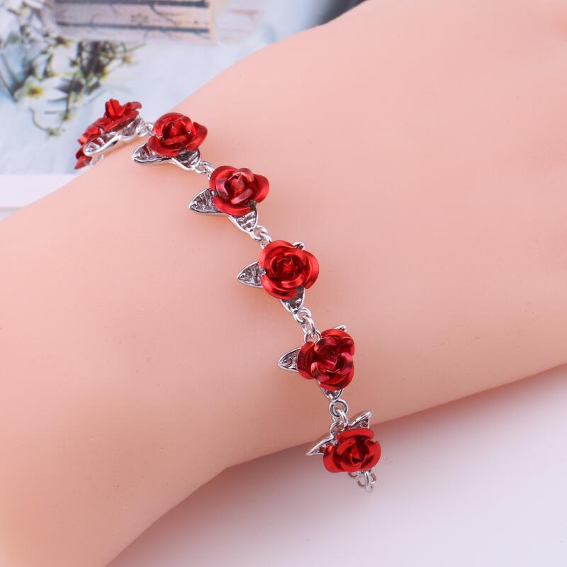 Bracelet Fleur De Rose Vintage, Bijoux, Cadeau De Saint Valentin Pour Femmes - votrecollierprenomfr