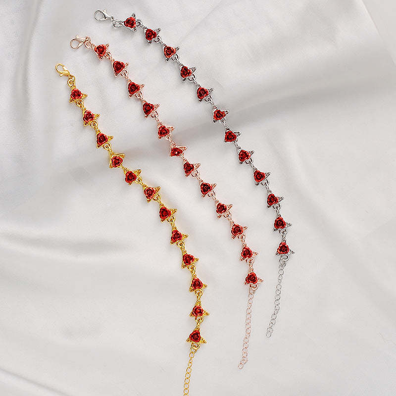 Bracelet Fleur De Rose Vintage, Bijoux, Cadeau De Saint Valentin Pour Femmes - votrecollierprenomfr