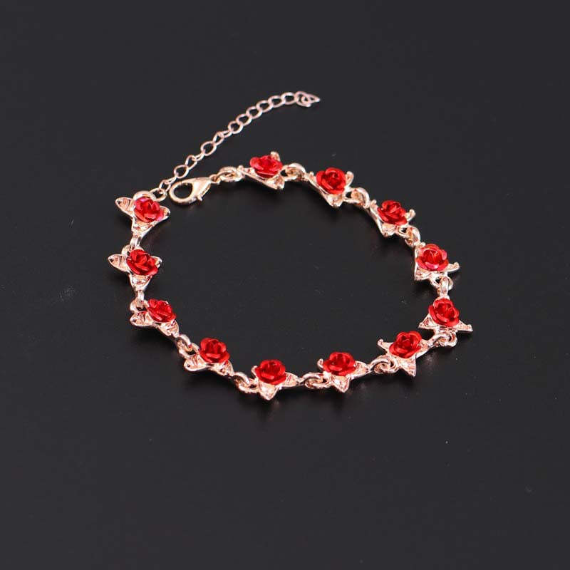 Bracelet Fleur De Rose Vintage, Bijoux, Cadeau De Saint Valentin Pour Femmes - votrecollierprenomfr