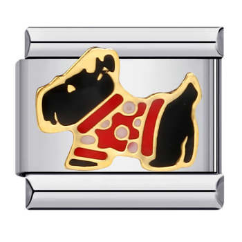 Charm Italien Chien Rouge Pour Bracelets À Charms Italiens Lien Composable - votrecollierprenomfr
