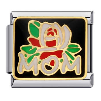 Charm Italien Fleur Belle Mom Pour Bracelets À Breloques Italiens Lien Composable - votrecollierprenomfr