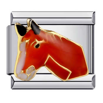 Charm Italien Tête De Cheval Rouge Pour Bracelets À Breloques Italiens Lien Composable - votrecollierprenomfr