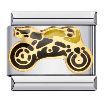 Charm Italien Moto Doré Pour Bracelets À Breloques Italiens Lien Composable - votrecollierprenomfr