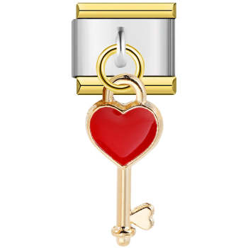 Pendentif Clé D'amour Rouge Breloque Italienne Pour Bracelets À Breloques Italiens Lien Composable - votrecollierprenomfr
