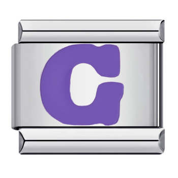 Charm Italien Lettre G Violet Pour Bracelets À Breloques Italiens Lien Composable - votrecollierprenomfr