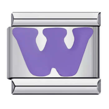 Charm Italien Lettre W Violet Pour Bracelets À Breloques Italiens Lien Composable - votrecollierprenomfr