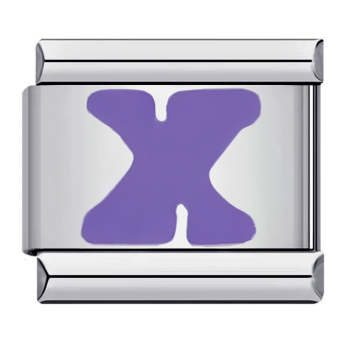 Charm Italien Lettre X Violet Pour Bracelets À Breloques Italiens Lien Composable - votrecollierprenomfr