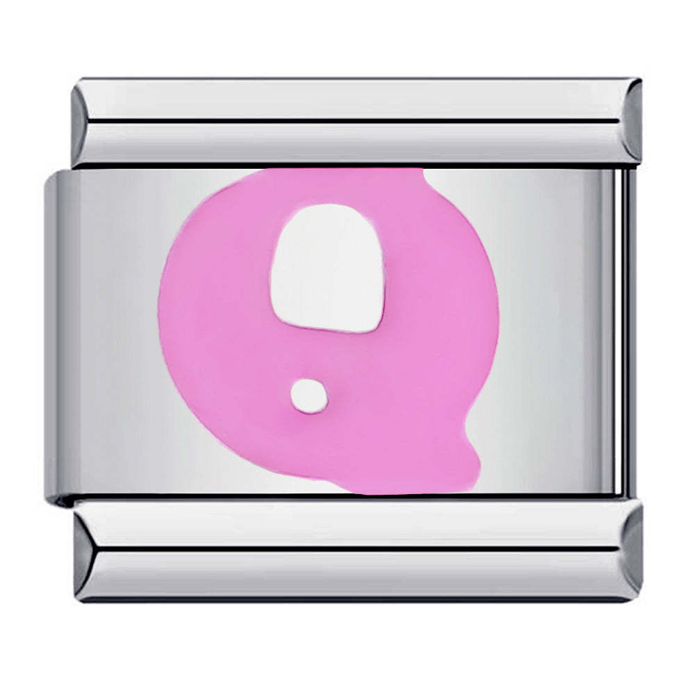 Charm Italien Lettre Q Rose Pour Bracelets À Breloques Italiens Lien Composable - votrecollierprenomfr