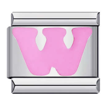 Charm Italien Lettre W Rose Pour Bracelets À Breloques Italiens Lien Composable - votrecollierprenomfr