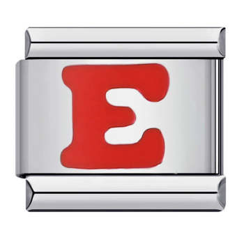 Charm Italien Lettre E Rouge Pour Bracelets À Charms Italiens Lien Composable - votrecollierprenomfr