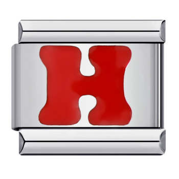 Charm Italien Lettre H Rouge Pour Bracelets À Breloques Italiens Lien Composable - votrecollierprenomfr
