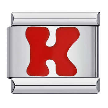 Charm Italien Lettre K Rouge Pour Bracelets À Breloques Italiens Lien Composable - votrecollierprenomfr