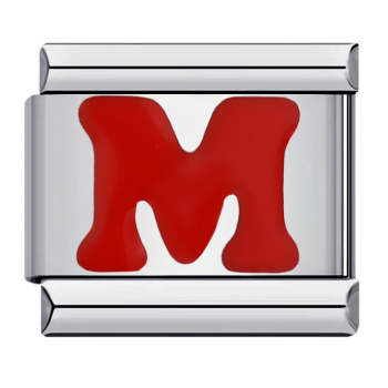 Charm Italien Lettre M Rouge Pour Bracelets À Breloques Italiens Lien Composable - votrecollierprenomfr