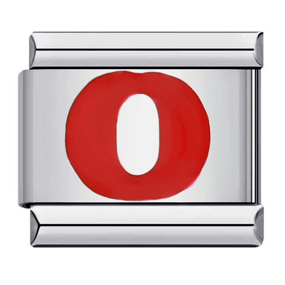 Charm Italien Lettre O Rouge Pour Bracelets À Breloques Italiens Lien Composable - votrecollierprenomfr