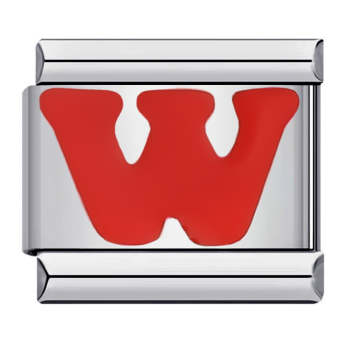 Charm Italien Lettre W Rouge Pour Bracelets À Breloques Italiens Lien Composable - votrecollierprenomfr
