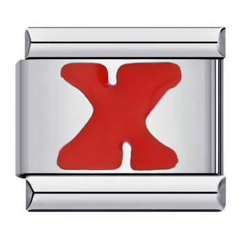 Charm Italien Lettre X Rouge Pour Bracelets À Breloques Italiens Lien Composable - votrecollierprenomfr