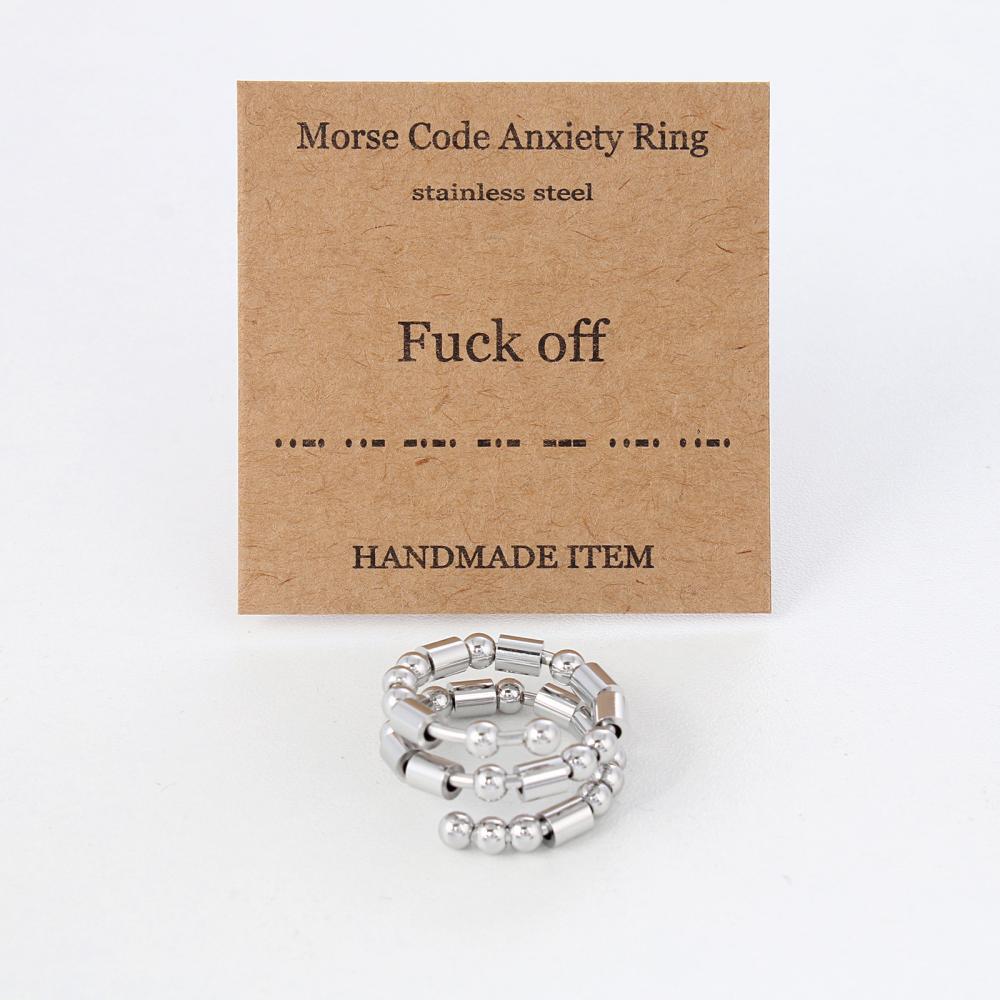 Morse Code Anxiety Spinner Ring Soulagement De L'anxiété Anneau Bijoux Cadeaux Pour Femmes Hommes - votrecollierprenomfr