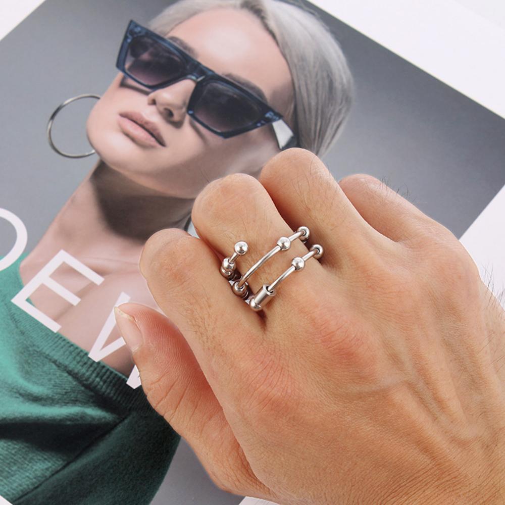 Morse Code Anxiety Spinner Ring Soulagement De L'anxiété Anneau Bijoux Cadeaux Pour Femmes Hommes - votrecollierprenomfr