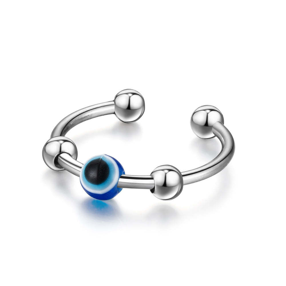Fidget Anxiety Ring Open Réglable Evil Eyes Spinner Ring For Jewelry Gifts - votrecollierprenomfr