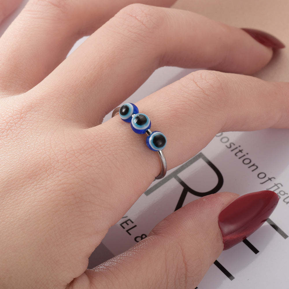 Fidget Anxiety Ring Open Réglable Evil Eyes Spinner Ring For Jewelry Gifts - votrecollierprenomfr