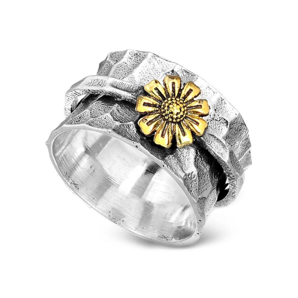 Daisy Fidget Anxiety Ring Meditation Spinner Ring Bijoux Cadeaux Pour Femmes Filles - votrecollierprenomfr