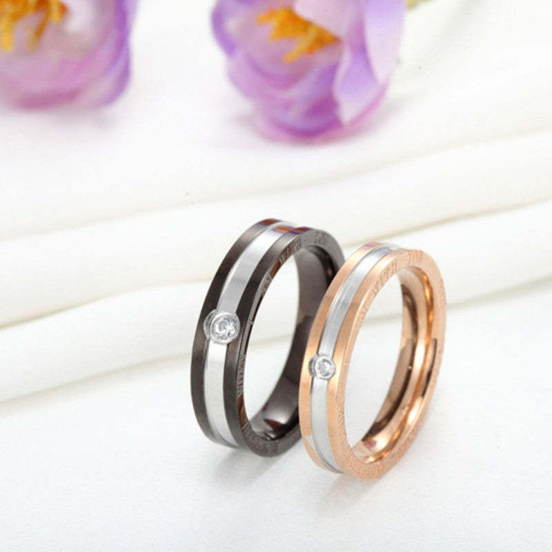 Anneau En Acier Titane Simple À La Mode Cadeau De La Saint-valentin Pour Couple - votrecollierprenomfr