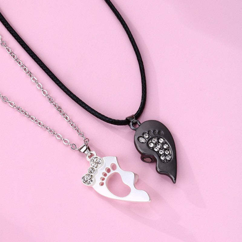 Collier Magnétique De Couple De Pieds En Forme De Coeur Cadeau Créatif - votrecollierprenomfr