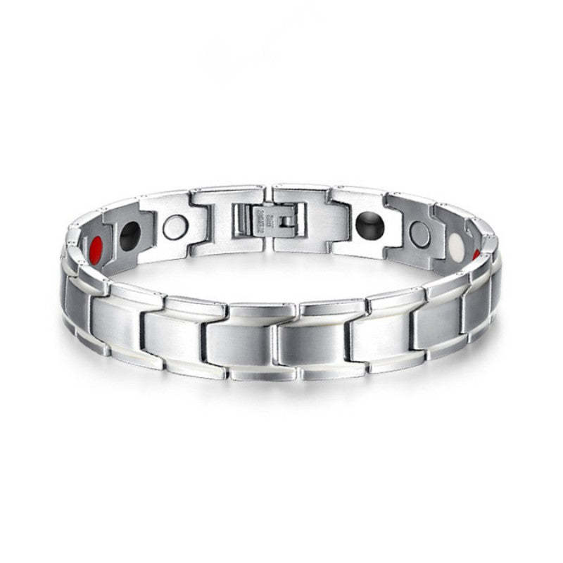 Bracelet De Thérapie Magnétique Ion Négatif Simple Cadeau De Mode En Acier Au Titane Pour Hommes - votrecollierprenomfr