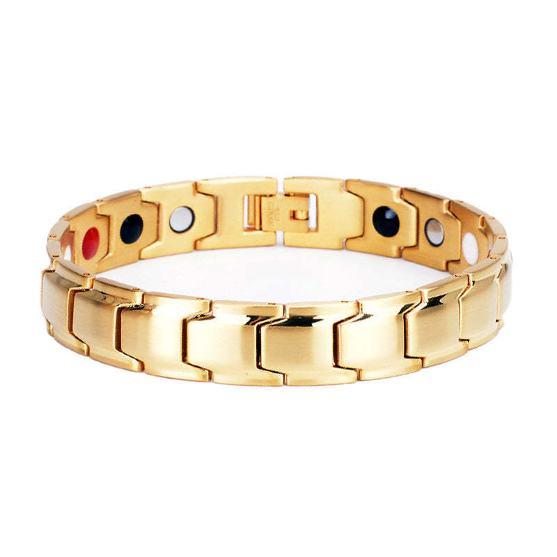 Bracelet De Thérapie Magnétique Ion Négatif Simple Cadeau De Mode En Acier Au Titane Pour Hommes - votrecollierprenomfr