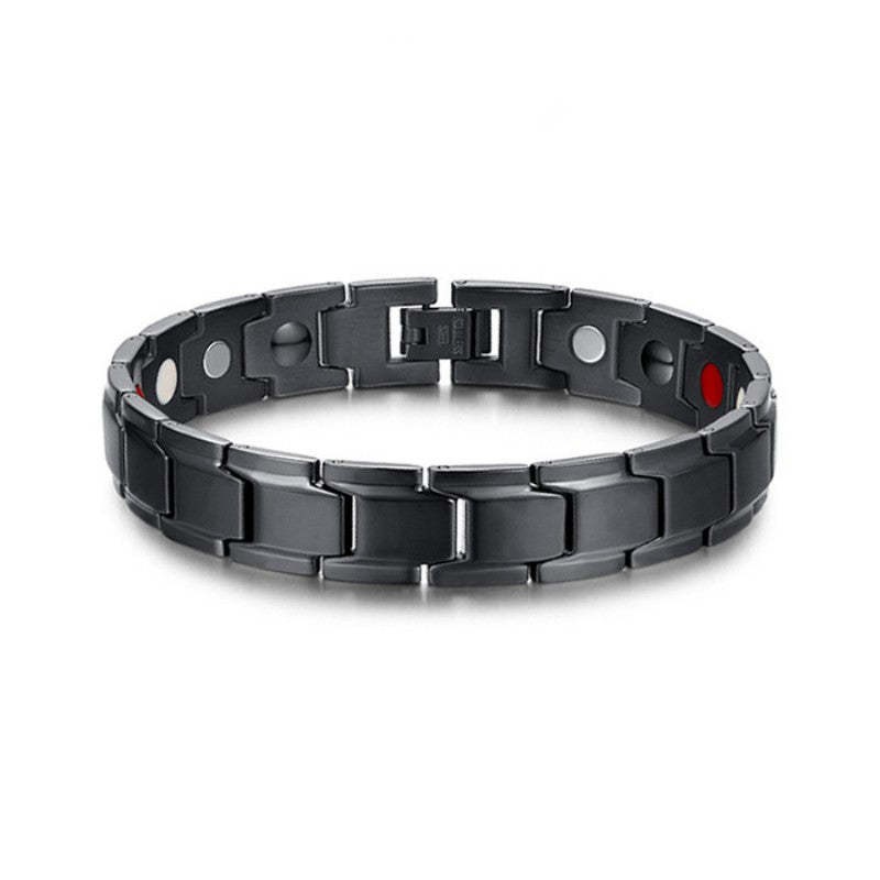 Bracelet De Thérapie Magnétique Ion Négatif Simple Cadeau De Mode En Acier Au Titane Pour Hommes - votrecollierprenomfr