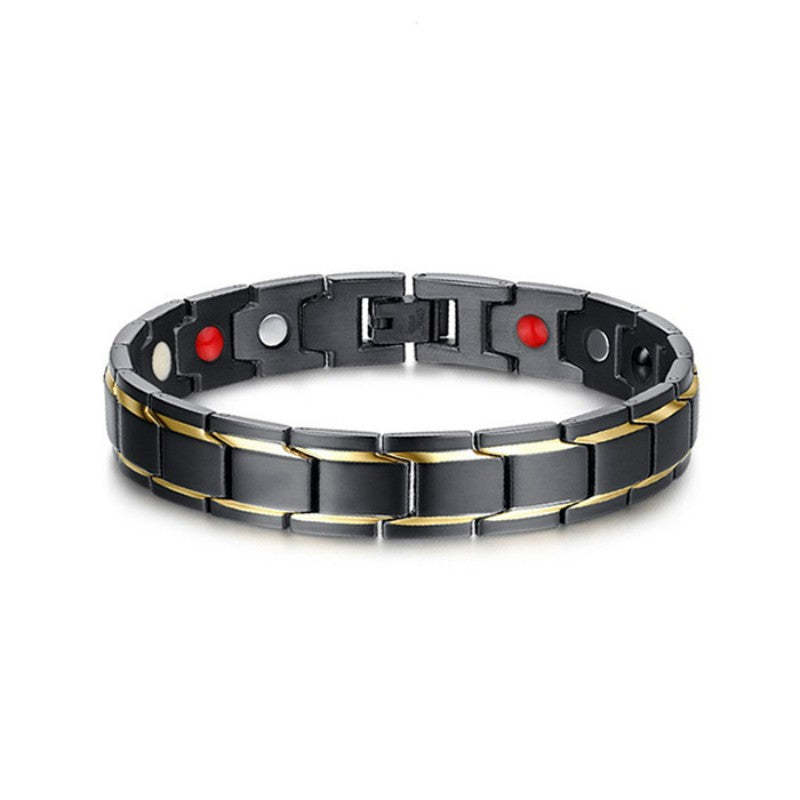 Bracelet De Thérapie Magnétique Ion Négatif Simple Cadeau De Mode En Acier Au Titane Pour Hommes - votrecollierprenomfr