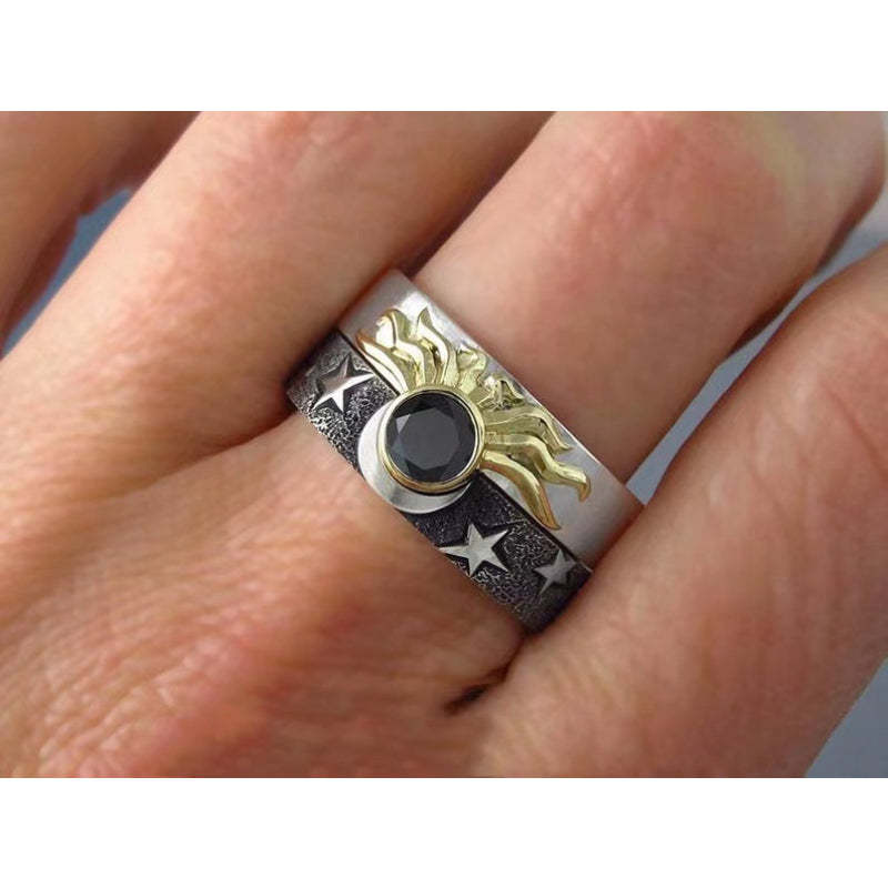 Soleil Et Lune Bagues Assorties Couples Bague Bijoux Cadeau Pour Les Amoureux - votrecollierprenomfr