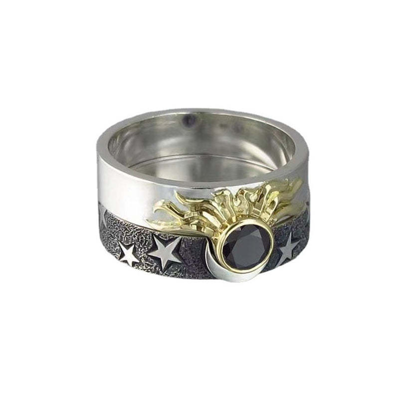 Soleil Et Lune Bagues Assorties Couples Bague Bijoux Cadeau Pour Les Amoureux - votrecollierprenomfr
