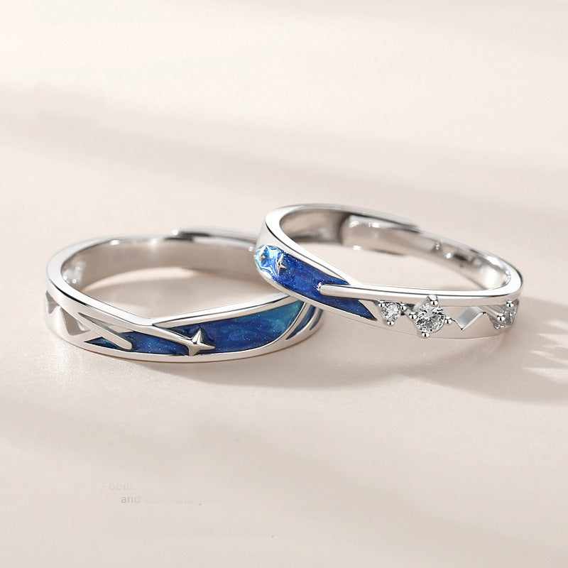 Meteor Star Couple Anneaux Bagues Assorties Anneau Réglable Bijoux Cadeau