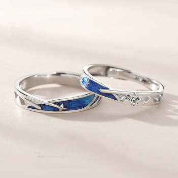 Meteor Star Couple Anneaux Bagues Assorties Anneau Réglable Bijoux Cadeau - votrecollierprenomfr