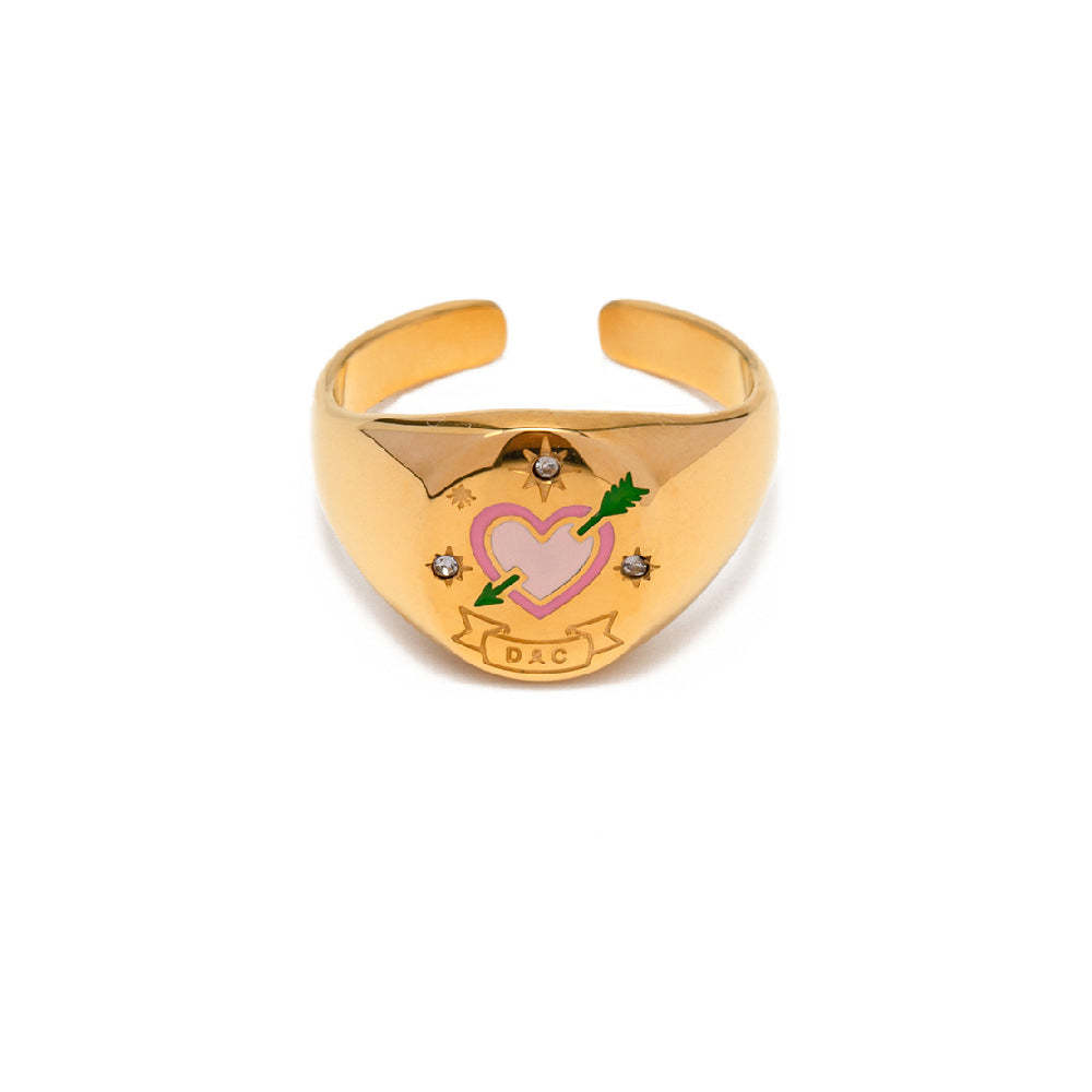 Bague En Émail Amulette Anneau Ouvert - votrecollierprenomfr