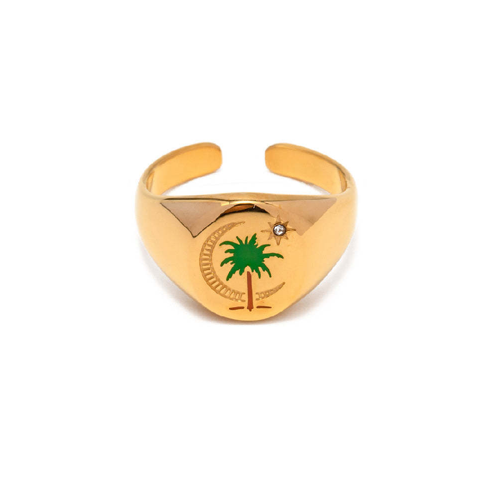 Bague En Émail Amulette Anneau Ouvert - votrecollierprenomfr