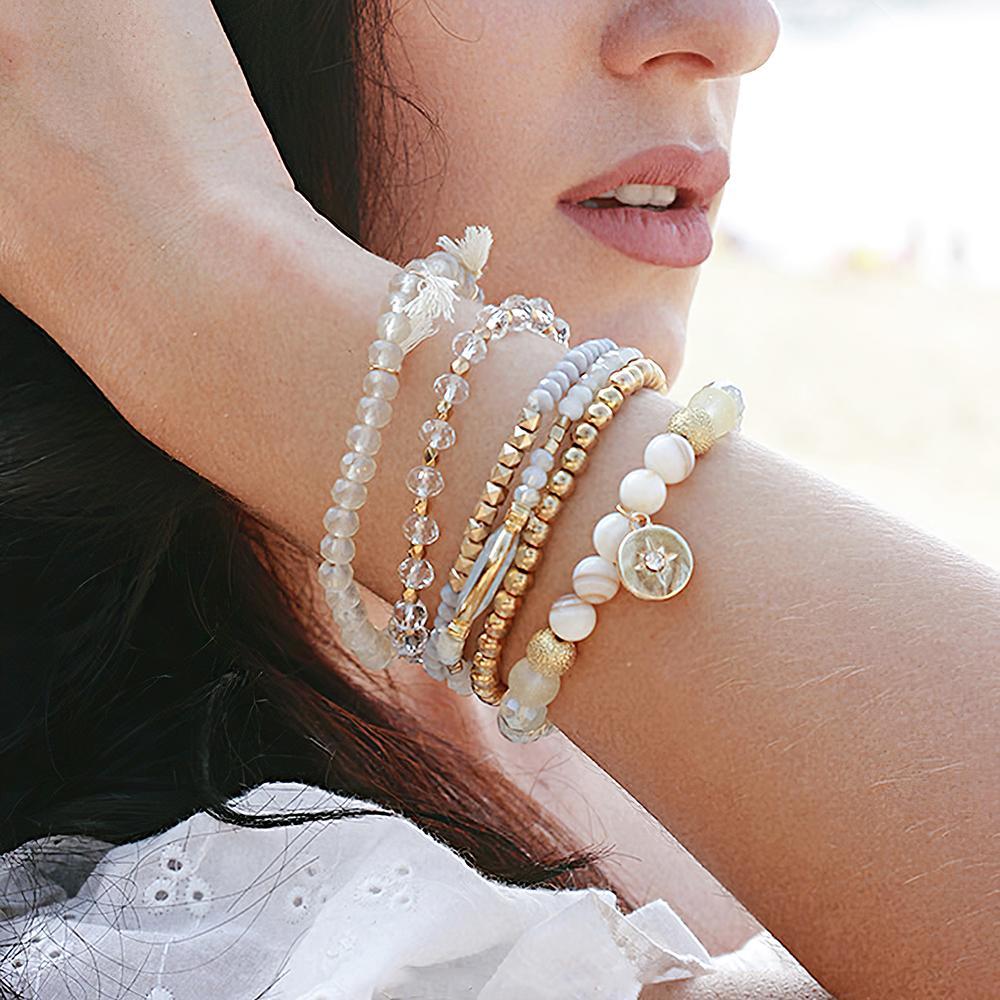 Bracelets Empilables Délicats, Style Blanc Bohémien, Cadeaux Uniques - votrecollierprenomfr