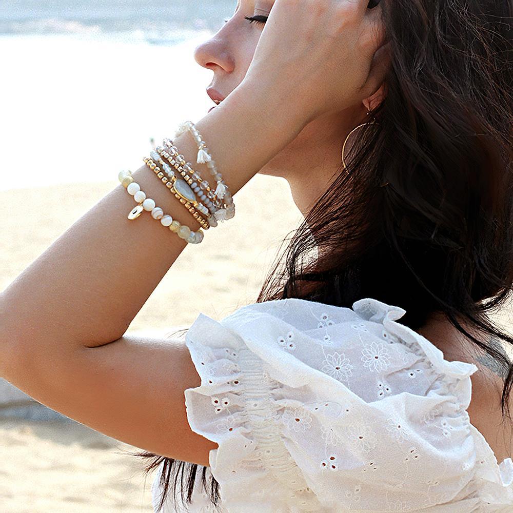 Bracelets Empilables Délicats, Style Blanc Bohémien, Cadeaux Uniques - votrecollierprenomfr