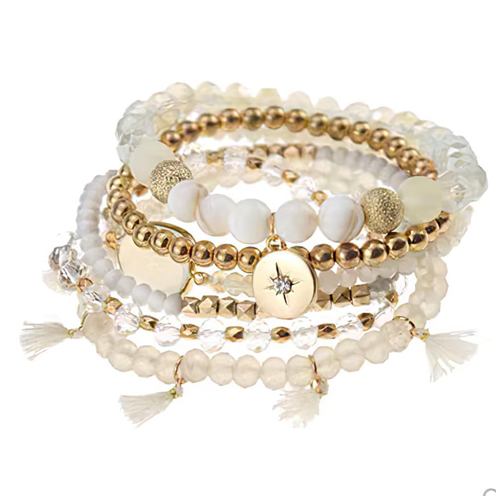 Bracelets Empilables Délicats, Style Blanc Bohémien, Cadeaux Uniques - votrecollierprenomfr