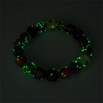 Bracelet De Perles Extensibles En Verre Luciole Coloré, Brille Dans Le Noir, Lumineux - votrecollierprenomfr