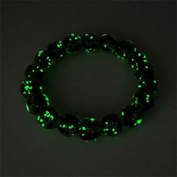 Bracelet De Perles Extensibles En Verre Luciole Vert Qui Brille Dans Le Bracelet Lumineux Sombre - votrecollierprenomfr