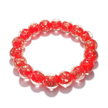 Bracelet De Perles Extensibles En Verre Luciole Rouge Qui Brille Dans Le Noir Bracelet Lumineux - votrecollierprenomfr