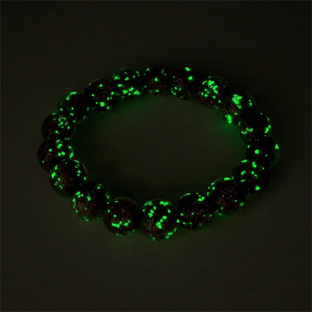 Bracelet De Perles Extensibles En Verre Luciole Violet, Brillant Dans Le Noir, Bracelet Lumineux - votrecollierprenomfr