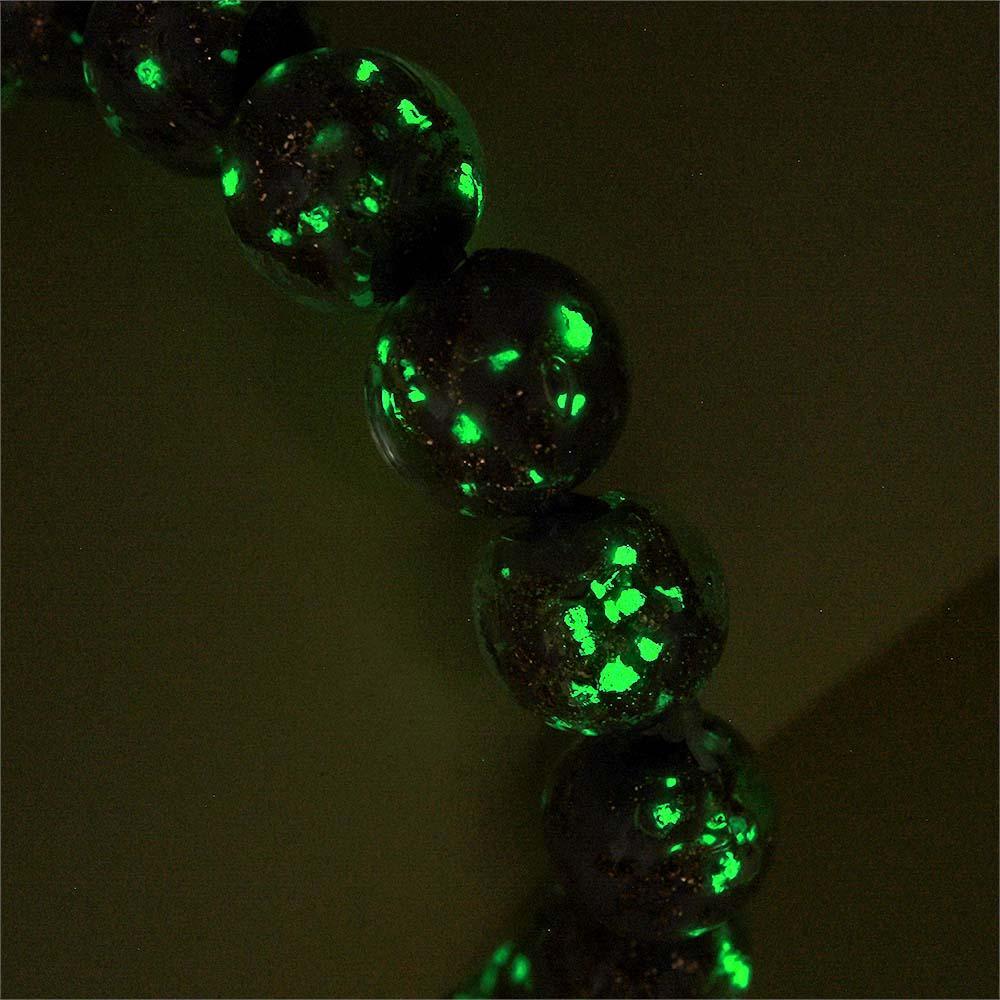 Bracelet De Perles Extensibles En Verre Luciole Violet, Brillant Dans Le Noir, Bracelet Lumineux - votrecollierprenomfr