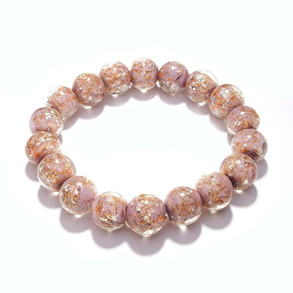 Bracelet De Perles Extensibles En Verre Luciole Violet, Brillant Dans Le Noir, Bracelet Lumineux - votrecollierprenomfr