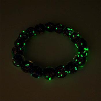 Bracelet De Perles Extensibles En Verre Luciole Bleu Foncé Qui Brille Dans Le Noir Bracelet Lumineux - votrecollierprenomfr