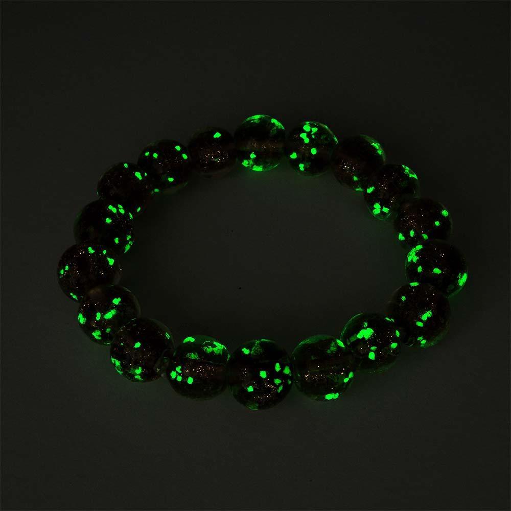 Bracelet De Perles Extensibles En Verre Luciole Marron, Brillant Dans Le Noir, Bracelet Lumineux - votrecollierprenomfr
