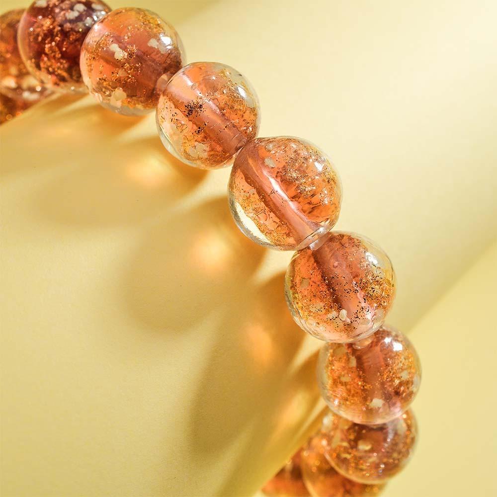 Bracelet De Perles Extensibles En Verre Luciole Marron, Brillant Dans Le Noir, Bracelet Lumineux - votrecollierprenomfr