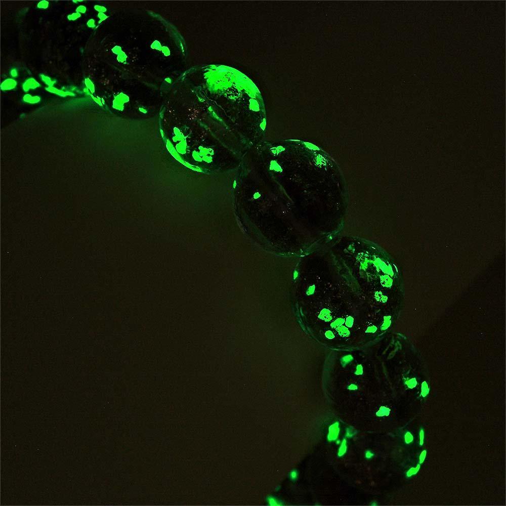 Bracelet De Perles Extensibles En Verre Luciole Marron, Brillant Dans Le Noir, Bracelet Lumineux - votrecollierprenomfr